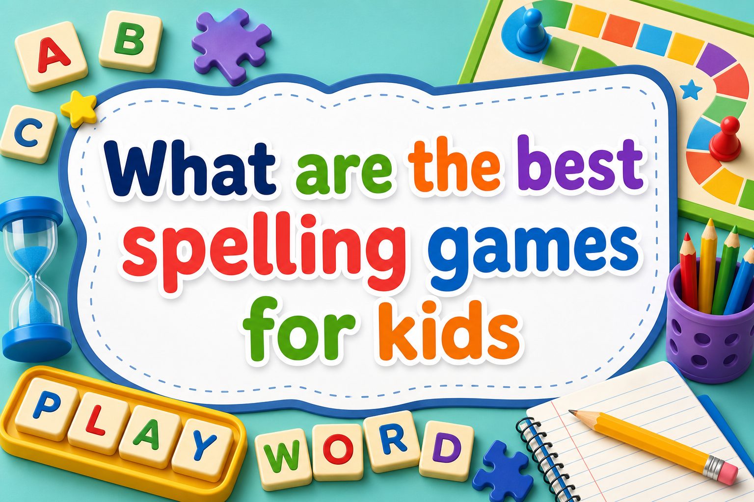 Child playing a colorful spelling game with letter tiles on a tablet